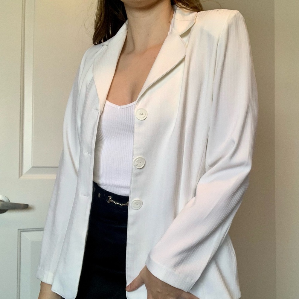 White Blazer With Shoulder Pads